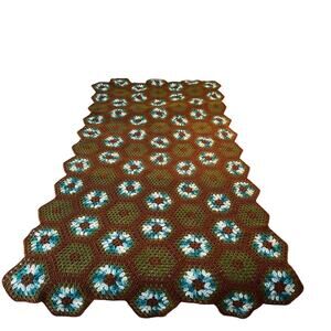 Granny Blanket Vintage Crochet Handmade Hexagon
